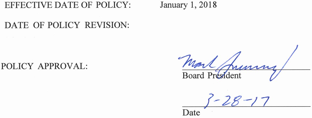 Signature of Mark Browning, Board President