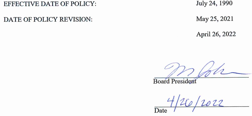 Signature of Melissa Graner Johnson, Board President