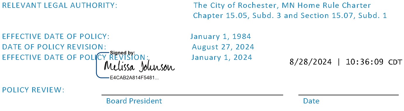 Signature of Melissa Graner Johnson, Board President