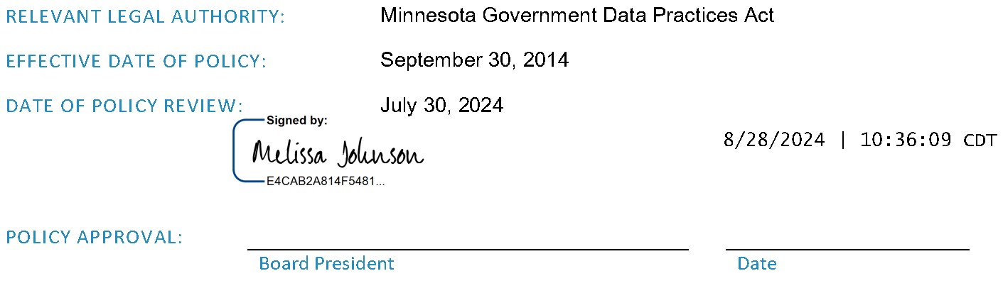 Signature of Melissa Graner Johnson, Board President